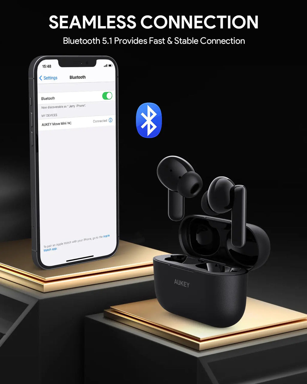AUKEY True Wireless ANC Earbuds with Bluetooth 5.2, 28dB Noise Cancelling & IPX5 Water Resistance – EP-M1NC