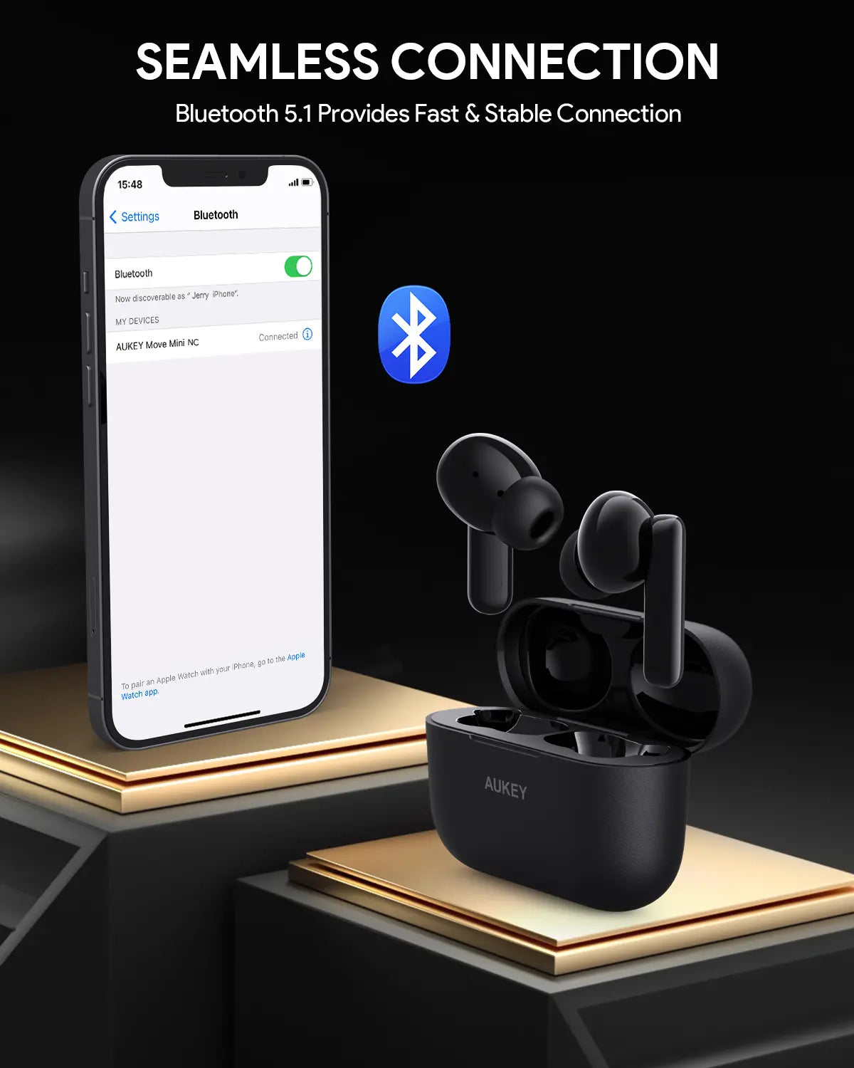 AUKEY True Wireless ANC Earbuds with Bluetooth 5.2, 28dB Noise Cancelling & IPX5 Water Resistance – EP-M1NC