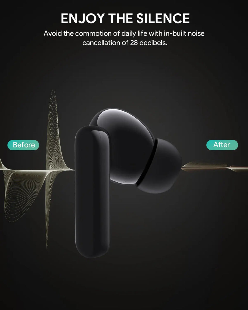 AUKEY True Wireless ANC Earbuds with Bluetooth 5.2, 28dB Noise Cancelling & IPX5 Water Resistance – EP-M1NC