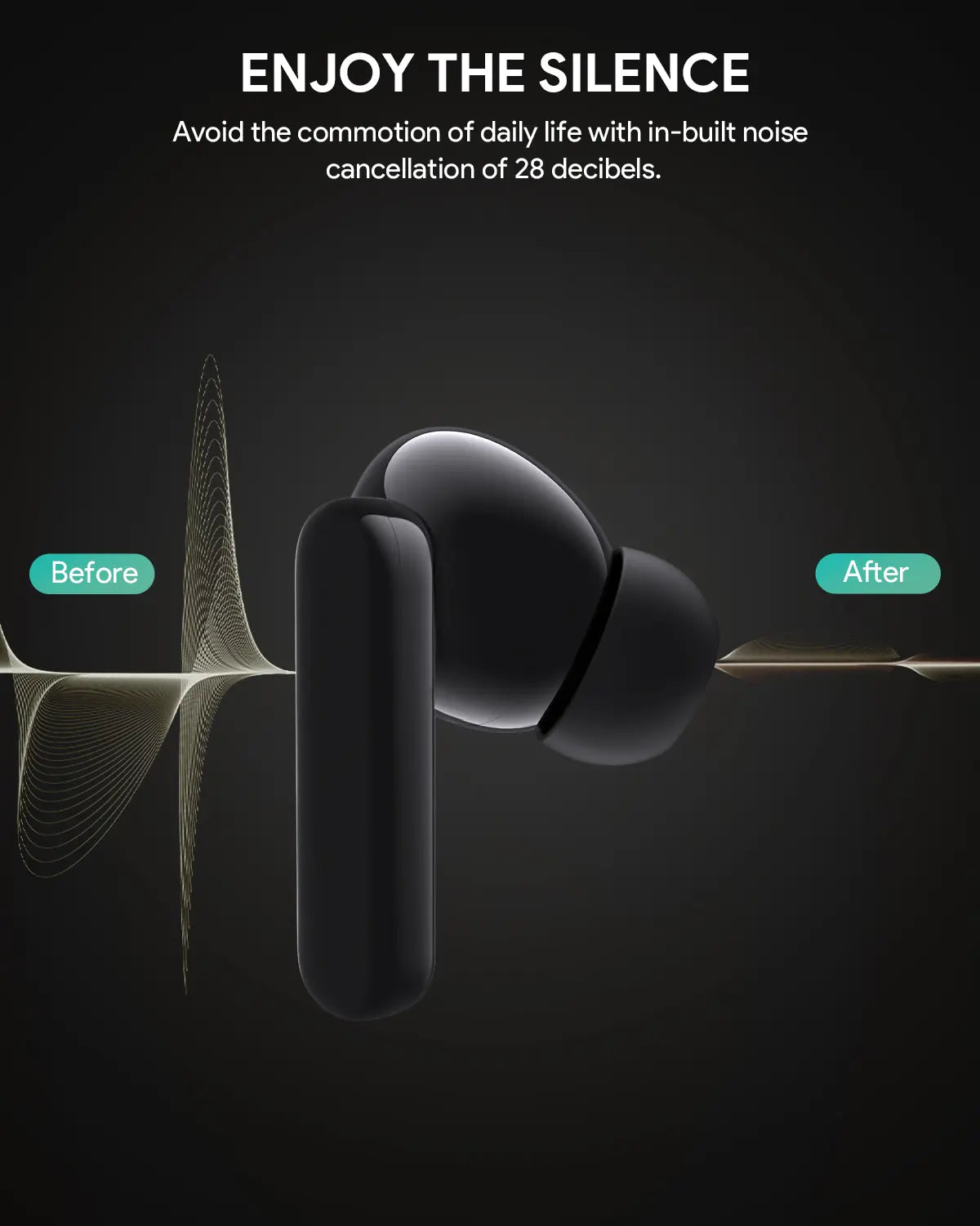 AUKEY True Wireless ANC Earbuds with Bluetooth 5.2, 28dB Noise Cancelling & IPX5 Water Resistance – EP-M1NC