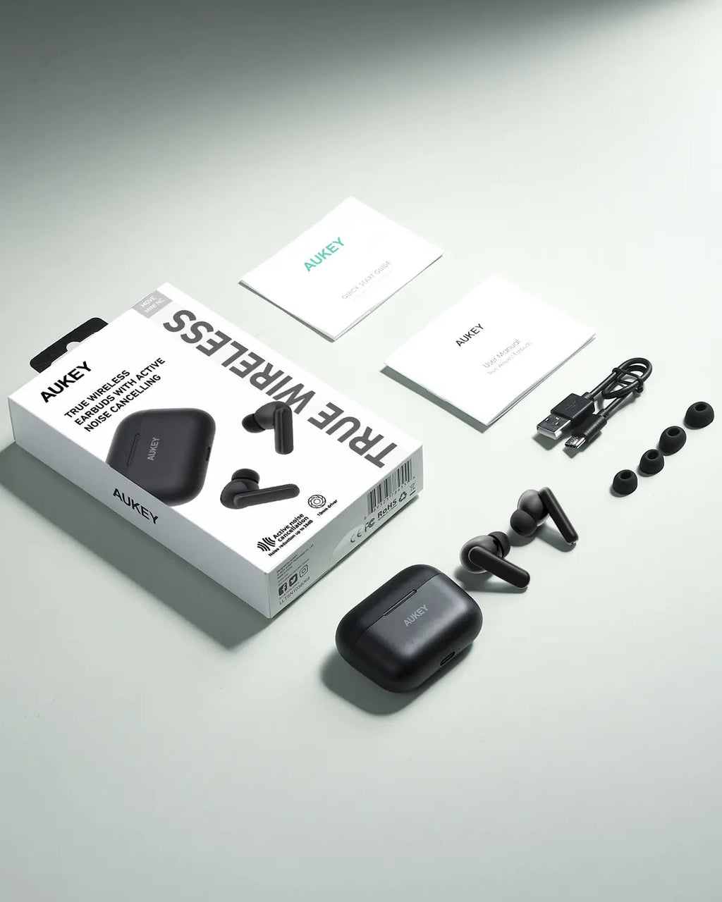 AUKEY True Wireless ANC Earbuds with Bluetooth 5.2, 28dB Noise Cancelling & IPX5 Water Resistance – EP-M1NC