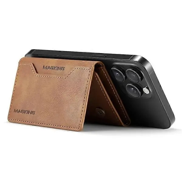 MAGKING K2 Stand Magnetic Card Holder Compatible with MagSafe RFID Mobile Wallet - Brown