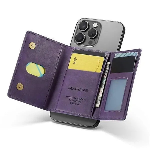 MAGKING K2 Stand Magnetic Card Holder Compatible with MagSafe RFID Mobile Wallet - Purple