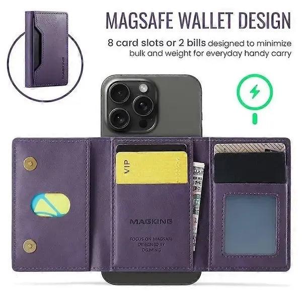 MAGKING K2 Stand Magnetic Card Holder Compatible with MagSafe RFID Mobile Wallet - Purple
