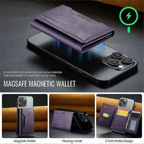 MAGKING K2 Stand Magnetic Card Holder Compatible with MagSafe RFID Mobile Wallet - Purple