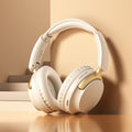 Wireless Over-Ear Headphones - Foldable Bluetooth Headset with TF Card Slot - Hi-Fi Stereo Music Gaming Headphone with Mic - Off White