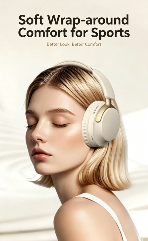 Wireless Over-Ear Headphones - Foldable Bluetooth Headset with TF Card Slot - Hi-Fi Stereo Music Gaming Headphone with Mic - Off White